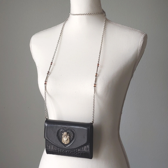 Brighton Handbags - Brighton | Black Leather Beaded Chain Crossbody Purse